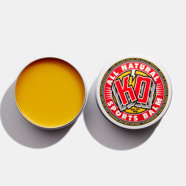 KO Sports Balm – natural anti-inflammatory balm with arnica, capsaicin, and 14 plant-based ingredients.
